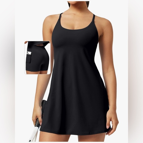 Ewedoos Tennis Dress with Shorts in Black - Picture 1 of 8